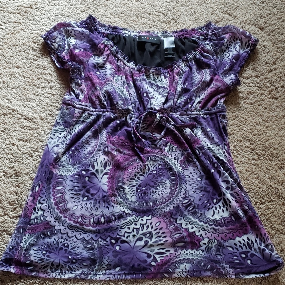 Excess womens tie waist paisley top M